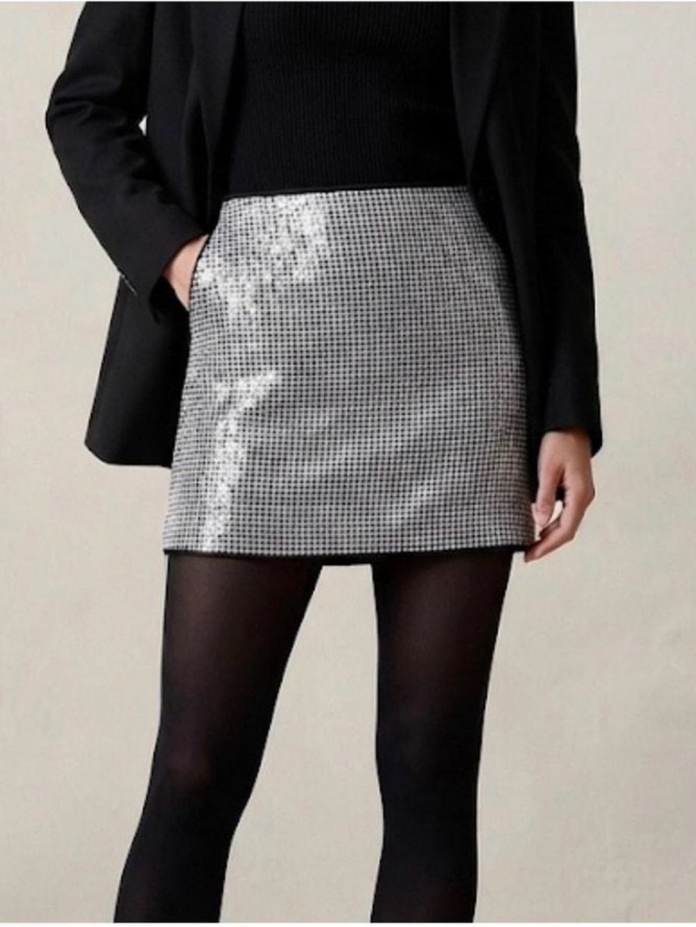Sanctuary sequin Classic Black & White Mini Skirt